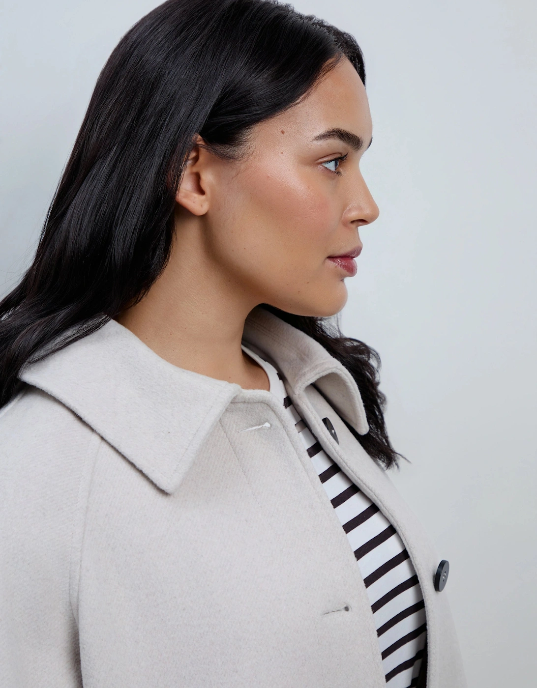 Cream Wool Blend Jacket with Button Fastening