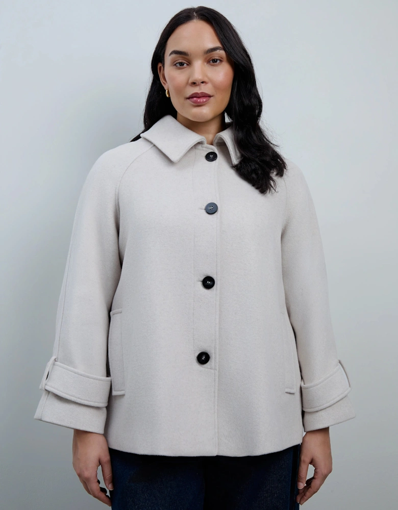Cream Wool Blend Jacket with Button Fastening