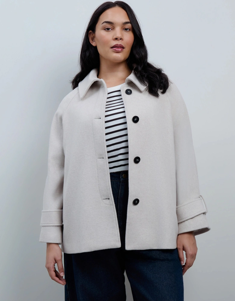 Cream Wool Blend Jacket with Button Fastening