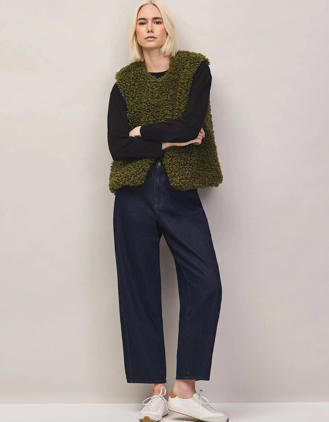 Olive Faux Shearling Gilet