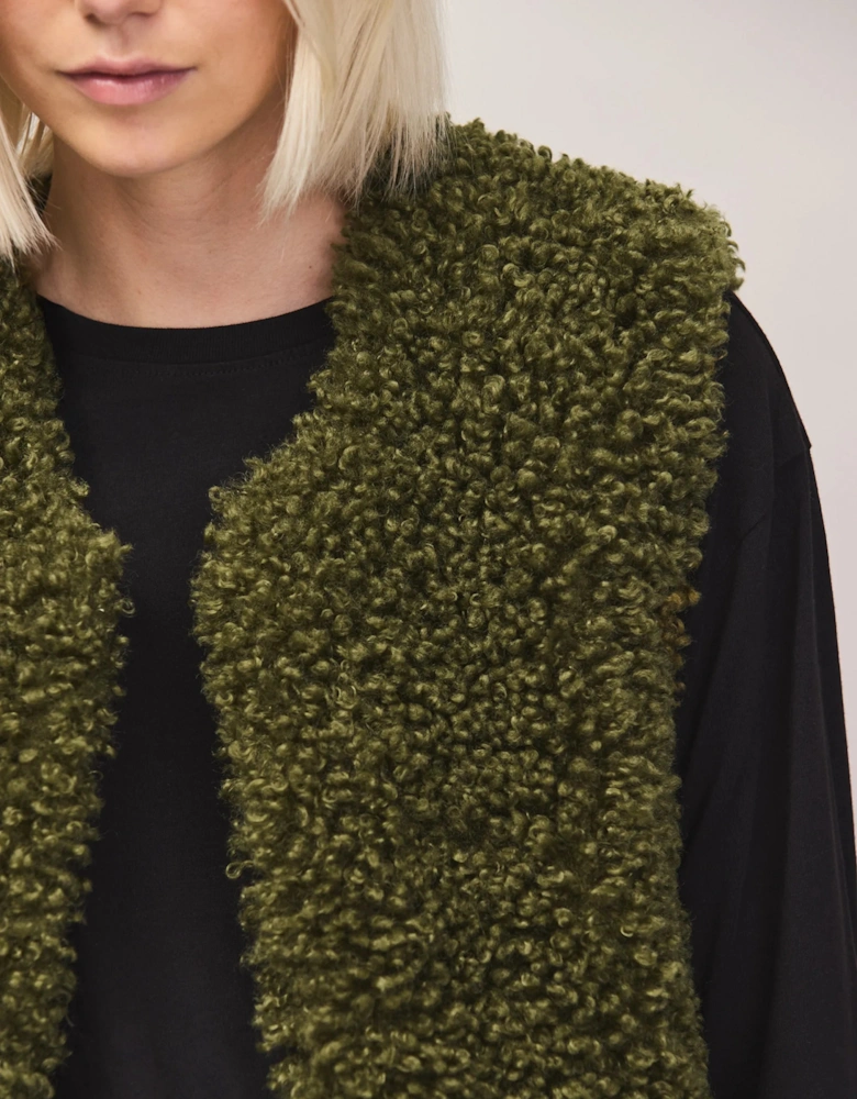 Olive Faux Shearling Gilet