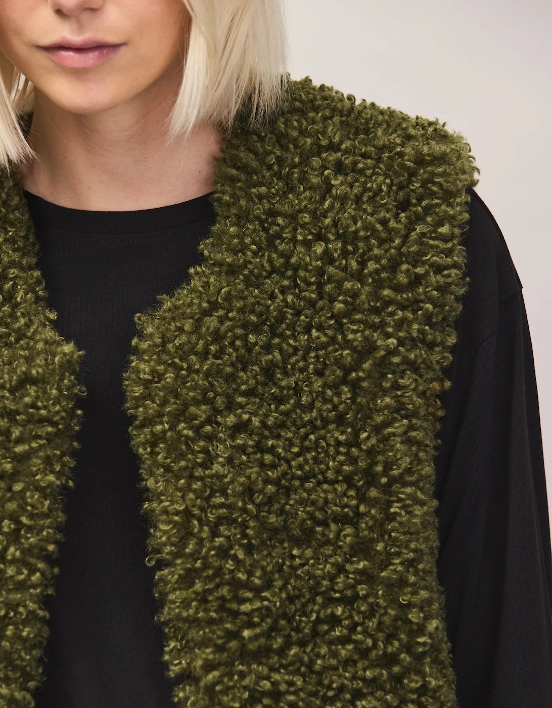 Olive Faux Shearling Gilet