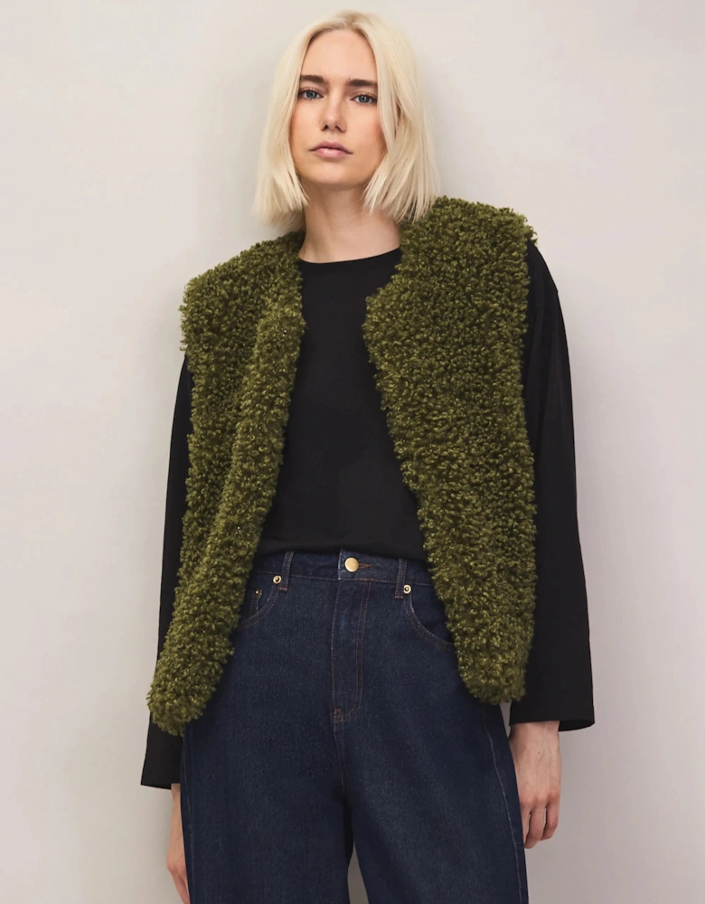 Olive Faux Shearling Gilet