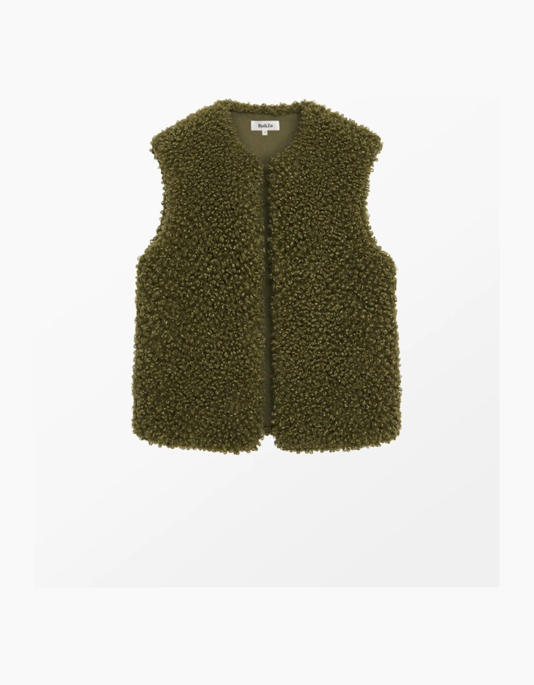 Olive Faux Shearling Gilet