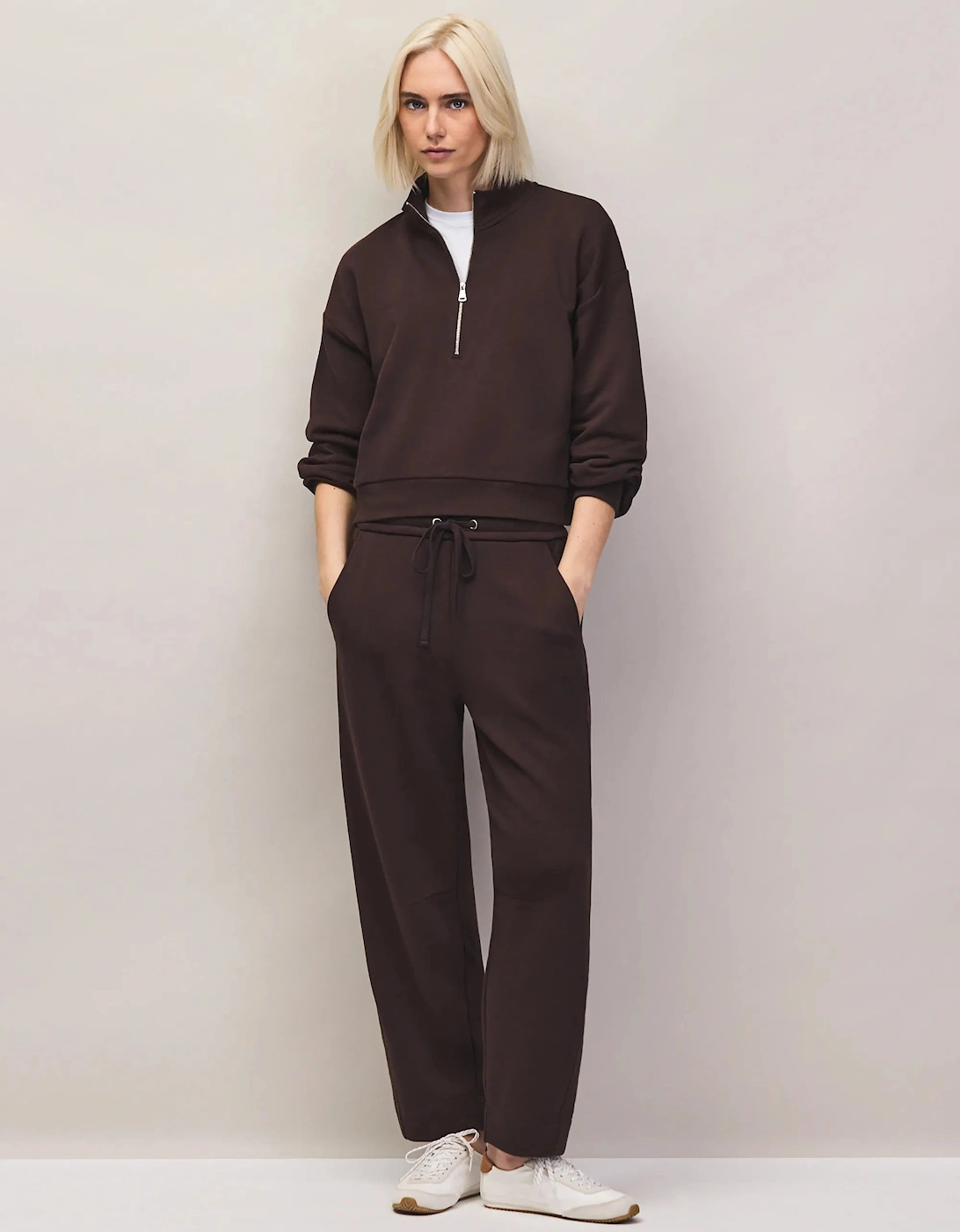 Brown Half-Zip Sweatshirt
