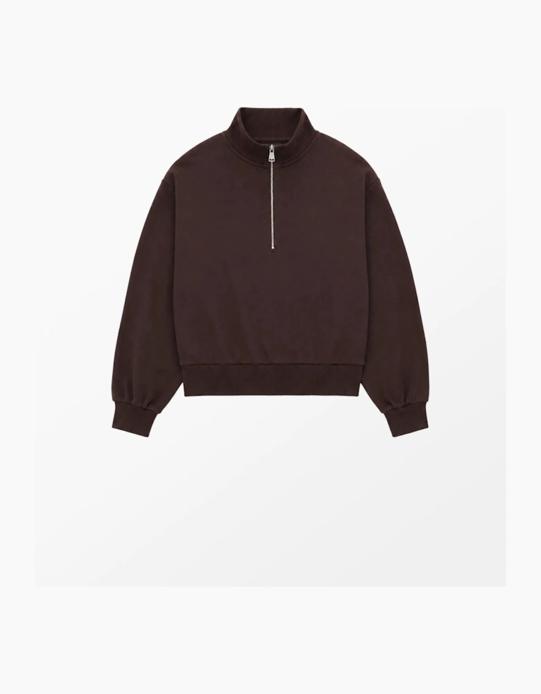 Brown Half-Zip Sweatshirt
