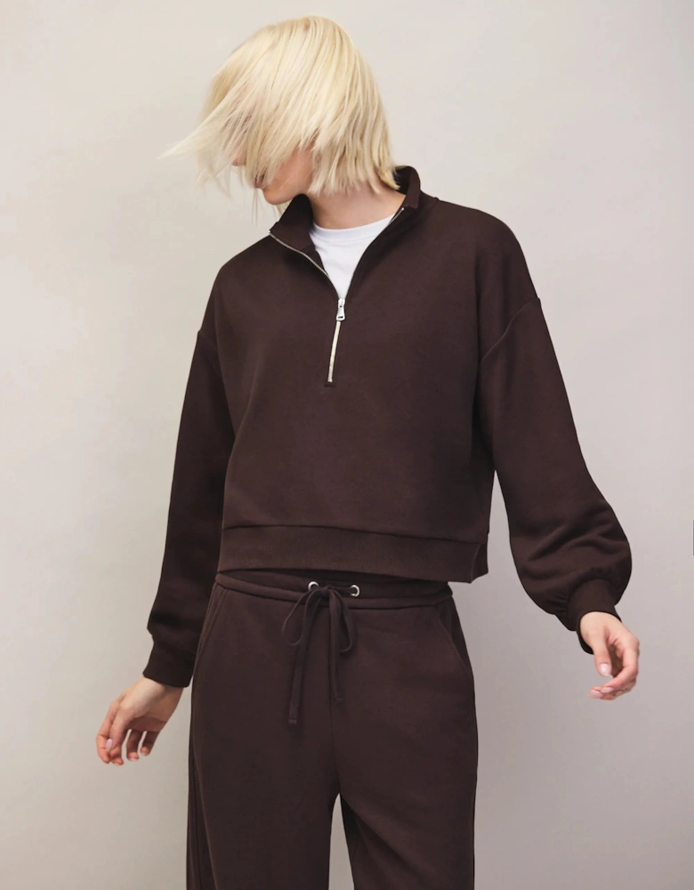 Brown Half-Zip Sweatshirt