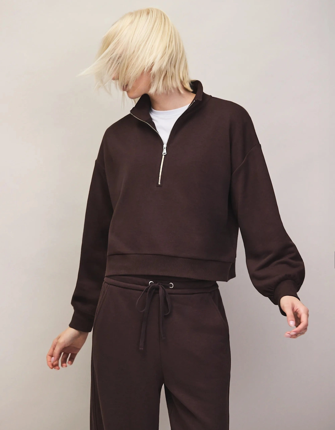 Brown Half-Zip Sweatshirt