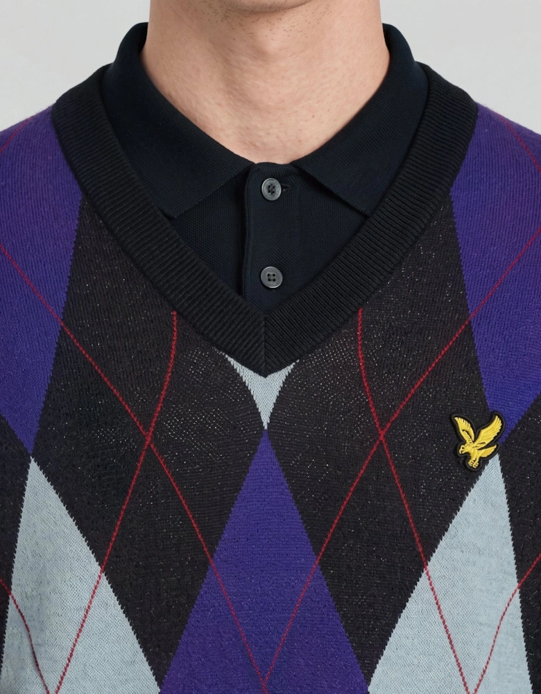 Archive Argyle Knitted V-Neck Jumper