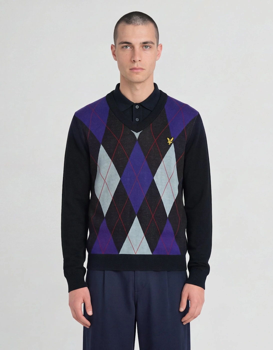 Archive Argyle Knitted V-Neck Jumper