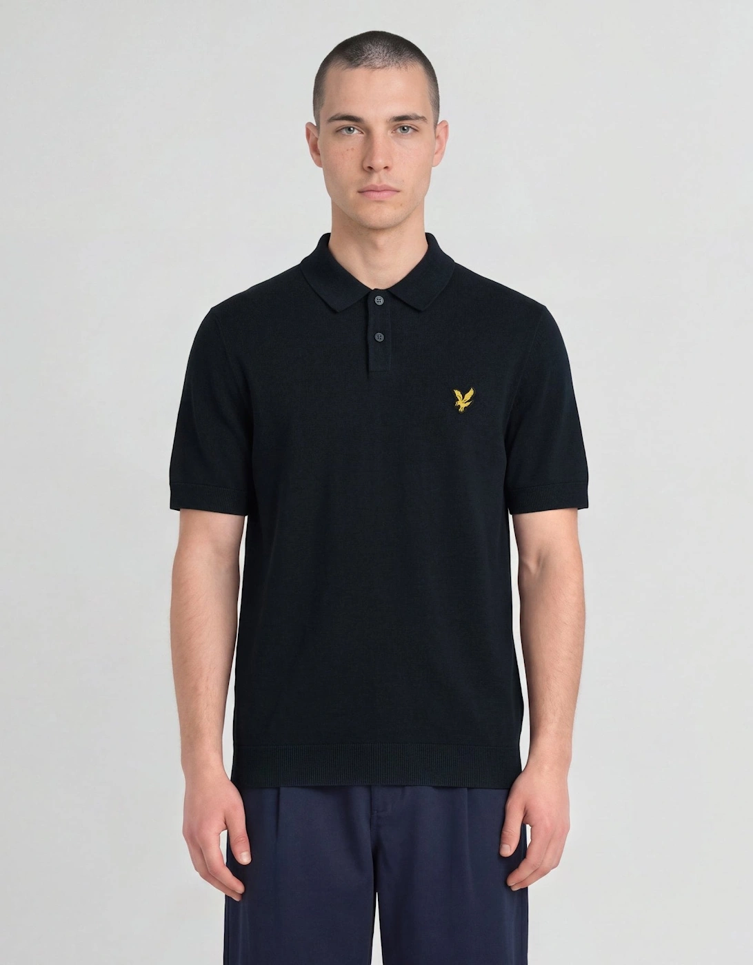 Lyle & Scott Men's Dark Navy Knitted Polo Shirt - Image 3