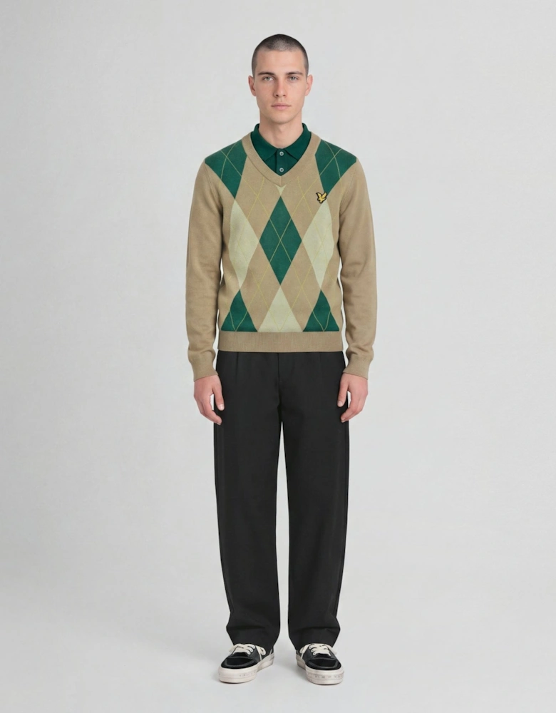 Archive Argyle Knitted V-Neck Jumper