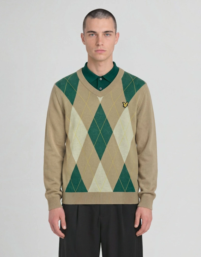 Archive Argyle Knitted V-Neck Jumper