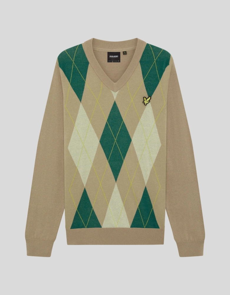 Archive Argyle Knitted V-Neck Jumper