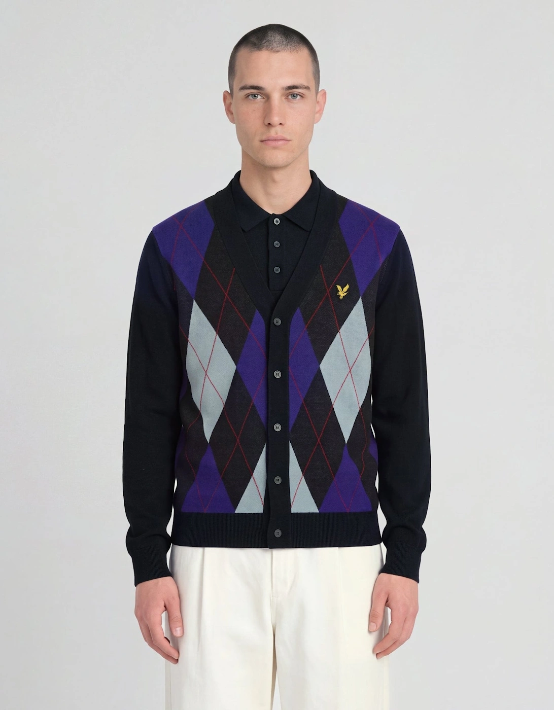 Lyle And Scott Men's Archive Argyle Knitted Cardigan - Size: 44