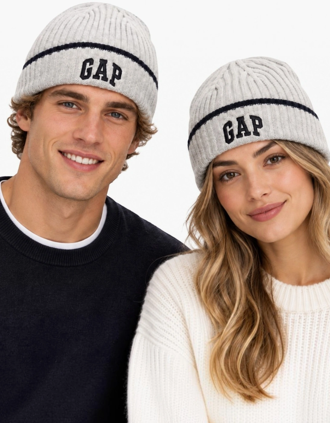 GAP Unisex Hat Winter Warm Thick knitted Cap - Grey