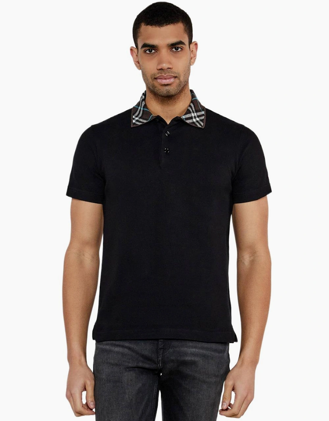 Burberry Slim Fit Cotton-Piqué Polo in Black