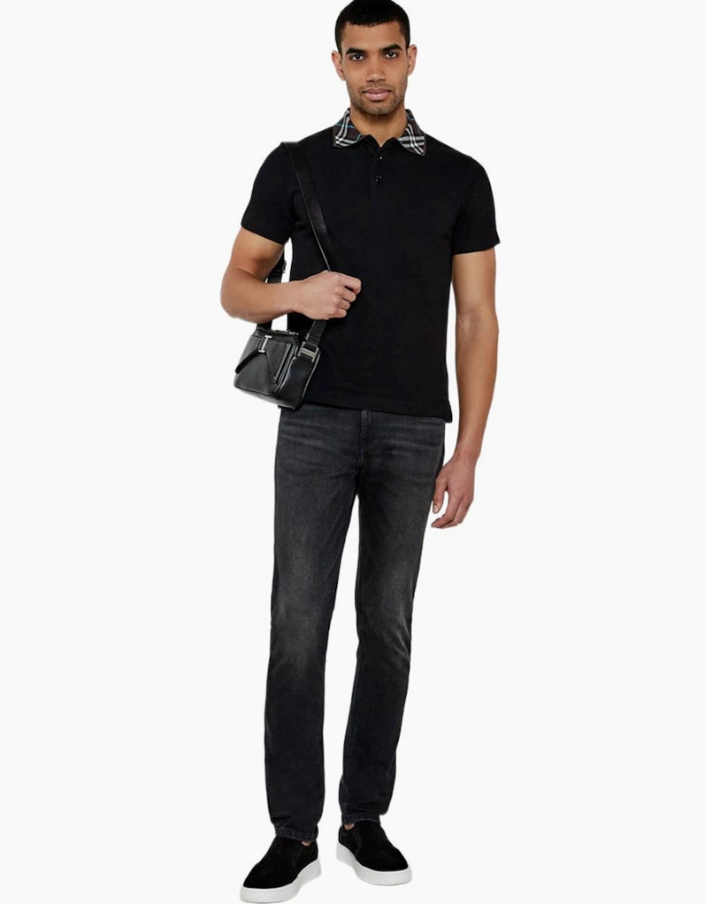 Burberry Slim Fit Cotton-Piqué Polo in Black
