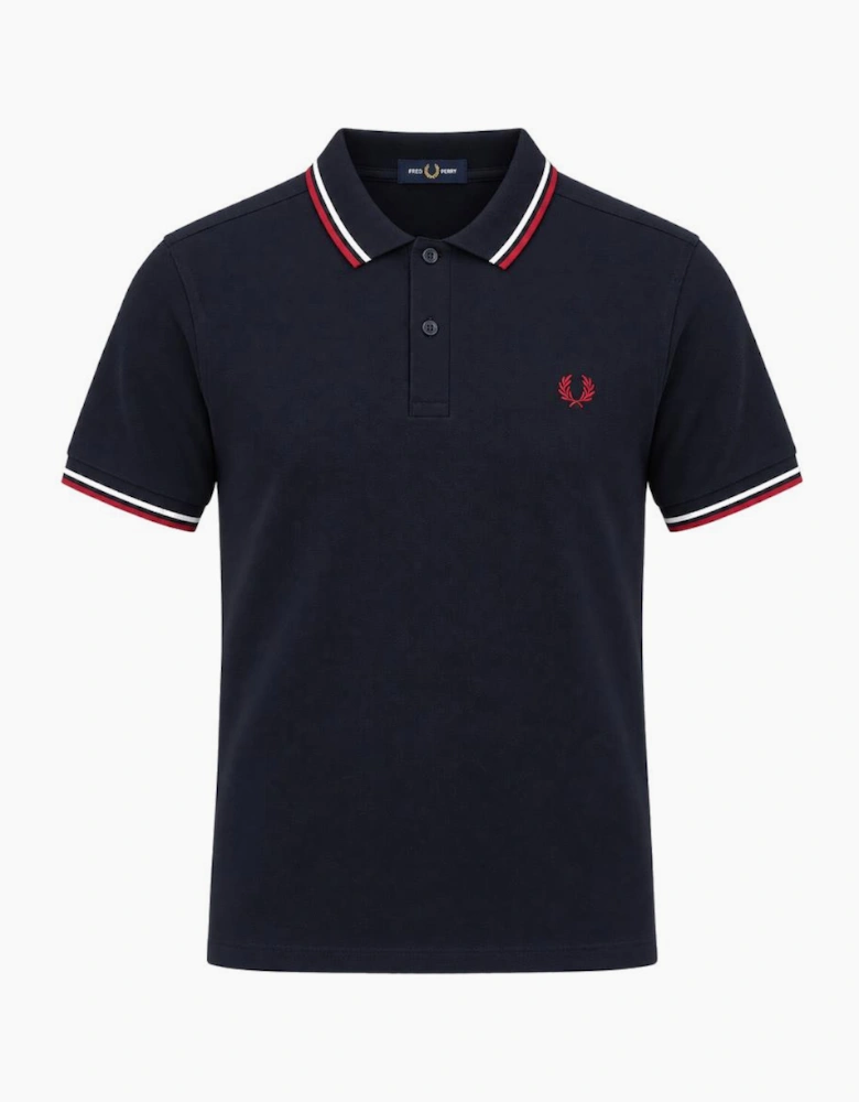 Fred Perry Twin Tipped Polo Shirt Navy/Snow White/Burnt Red