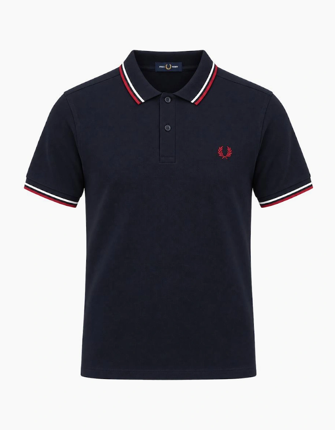 Fred Perry Twin Tipped Polo Shirt Navy/Snow White/Burnt Red