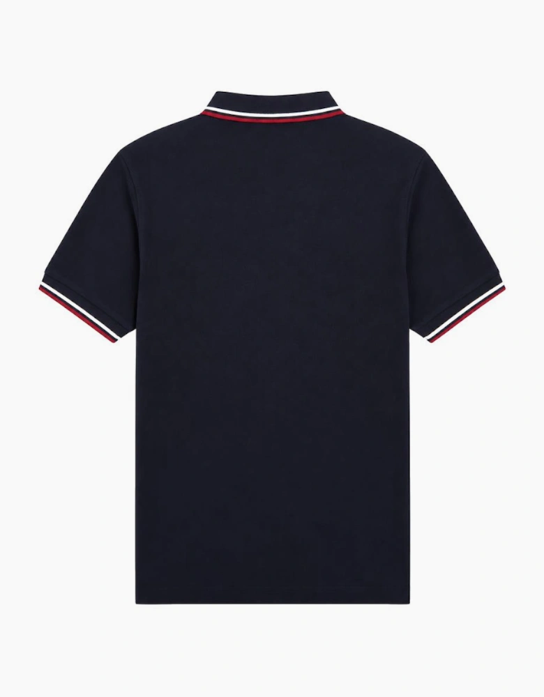 Fred Perry Twin Tipped Polo Shirt Navy/Snow White/Burnt Red
