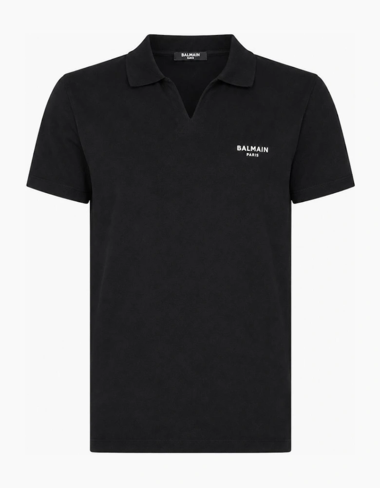 Balmain Small Flock Logo Polo Shirt in Black