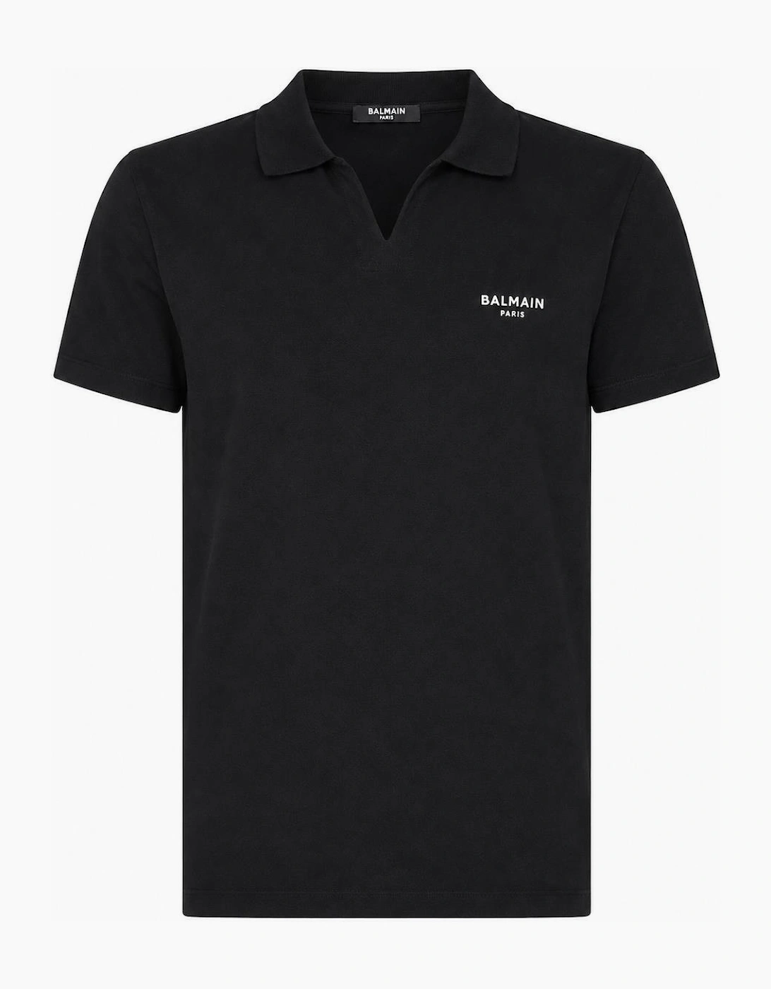 Balmain Small Flock Logo Polo Shirt in Black