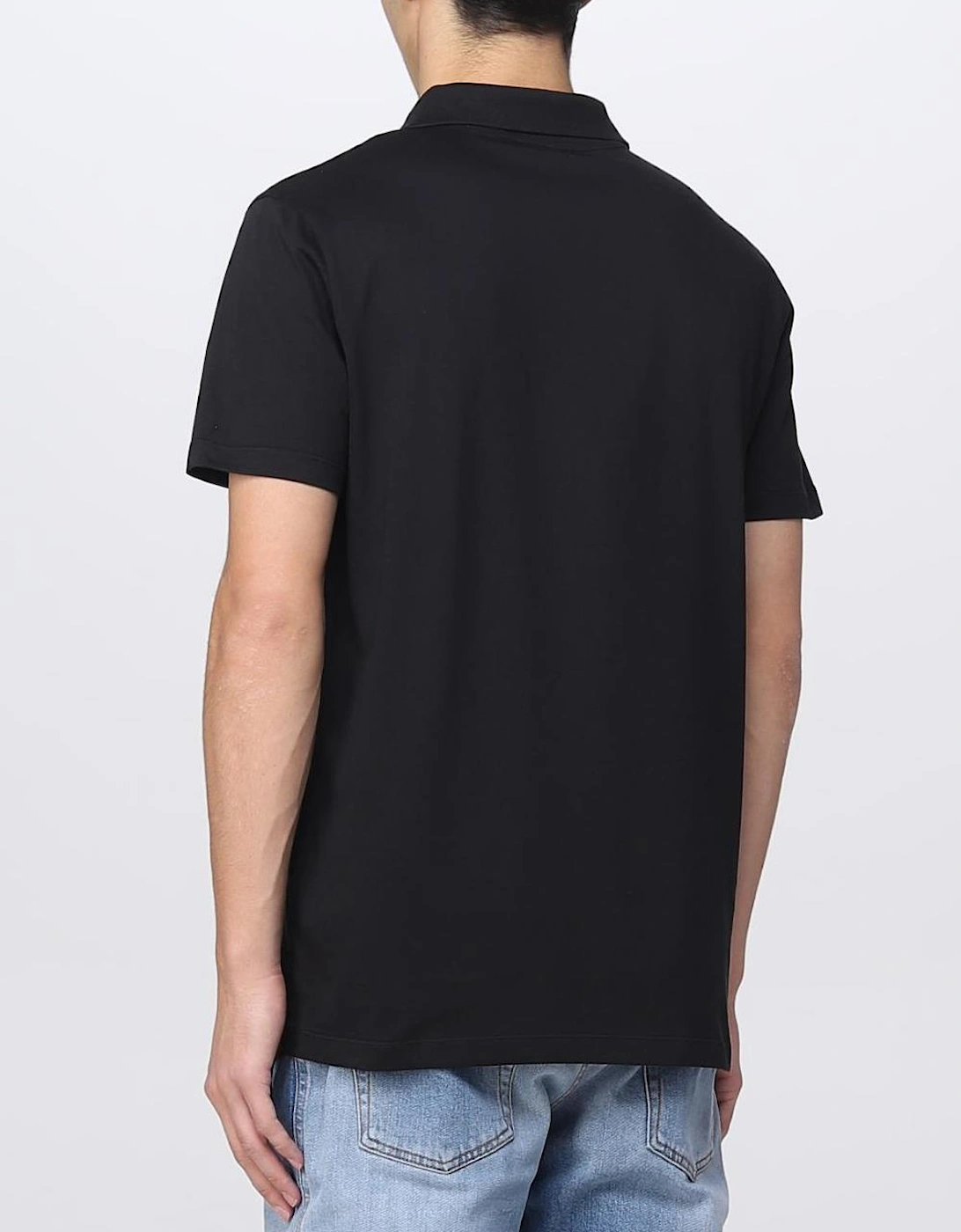 Balmain Small Flock Logo Polo Shirt in Black