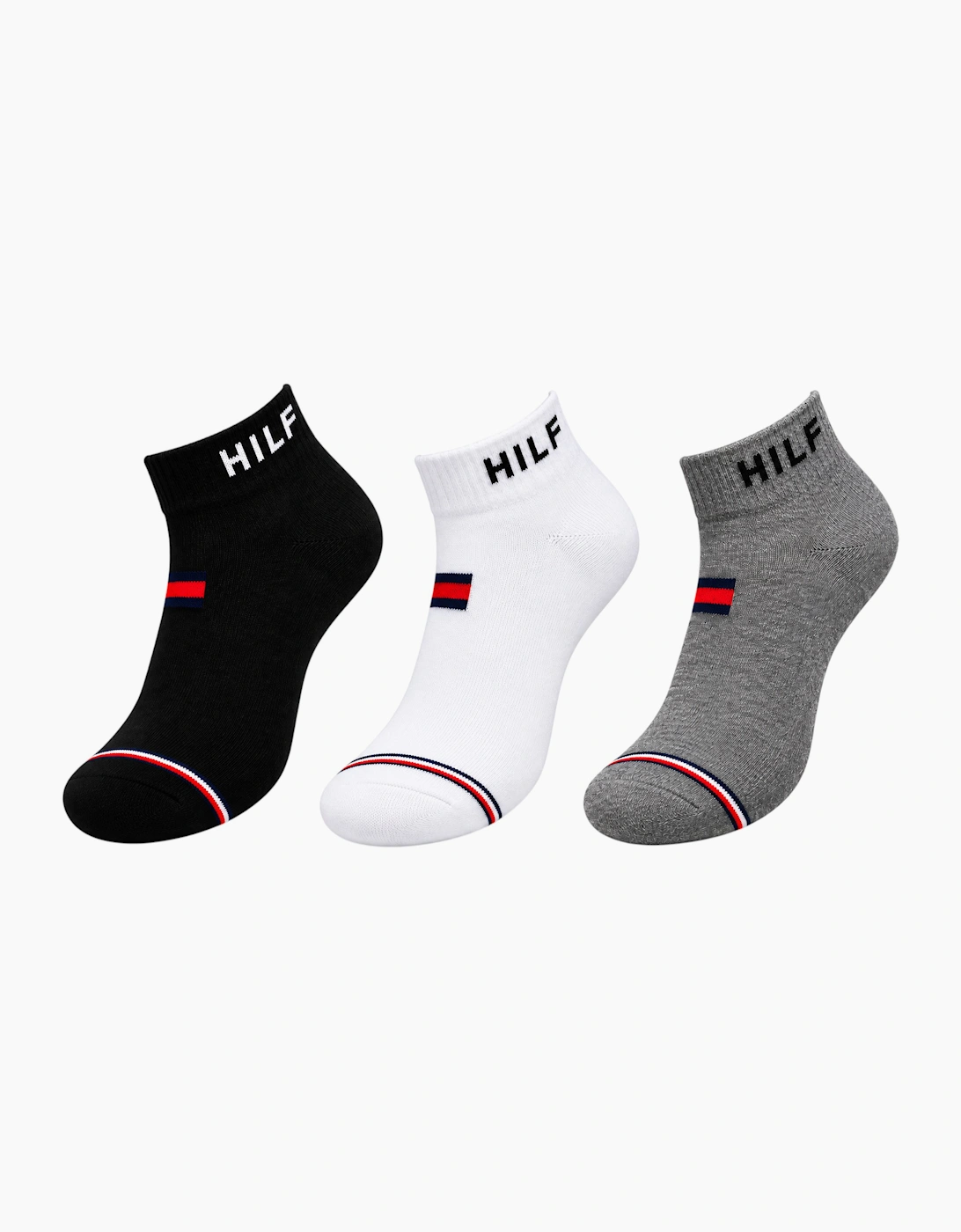 Men's Tommy Hilfiger Mens Ankle Socks 3 Pack Trainer Socks - Black/White - Size: 16/14.5/8/15/8.5/15.5/9/13/13.5/14/6.5/7/7.5/11.5/5/12/5.5/12.5/6/3.5