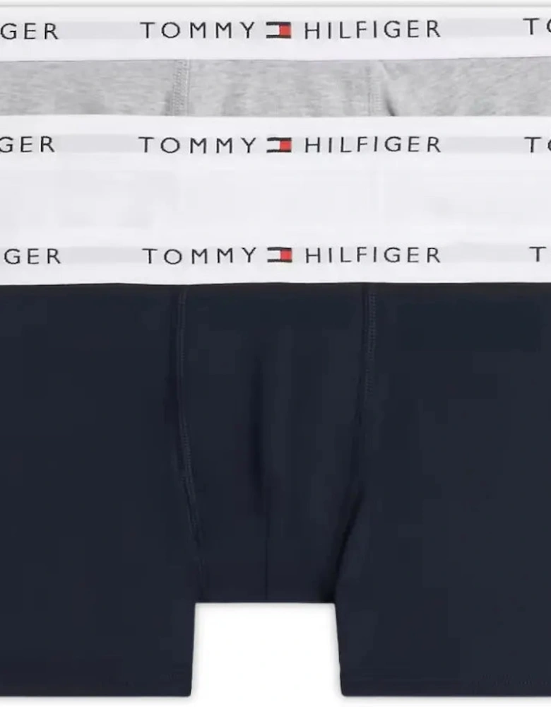 3-Pack Heritage Logo Boys Boxer Trunks, Navy/White/Grey