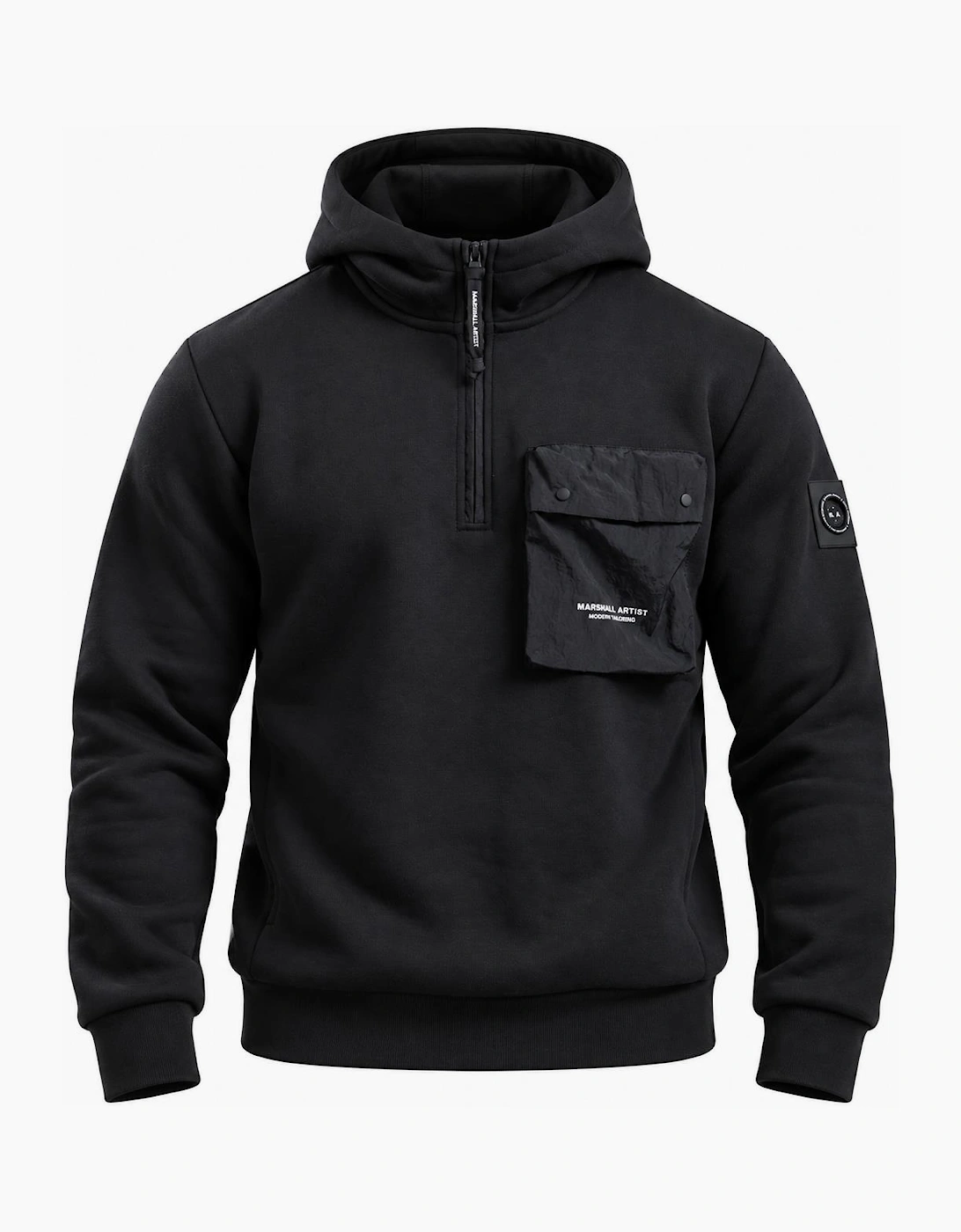 Marshall Artist Centro 1/4 Zip Hooded Sweatshirt Black