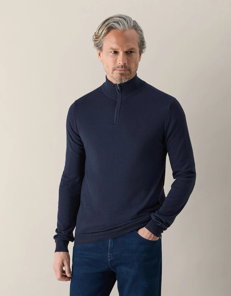 Oliver Sweeney Merino Wool Quarter Zip Jumper