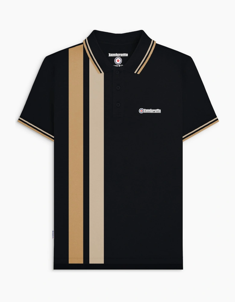 Lambretta Mens Vertical Stripe Short Sleeve Polo Shirt