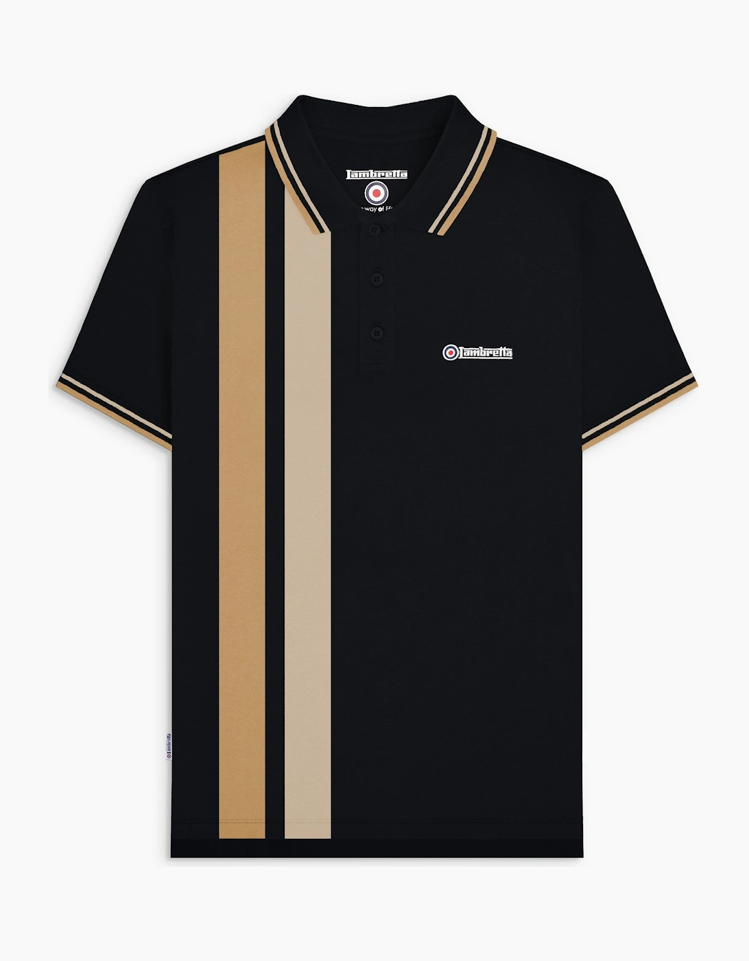Lambretta Mens Vertical Stripe Short Sleeve Polo Shirt