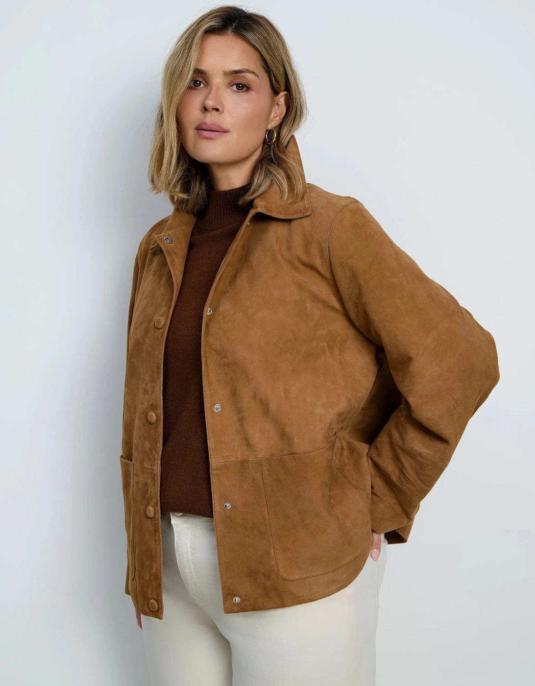 Tan Suede Button Through Jacket
