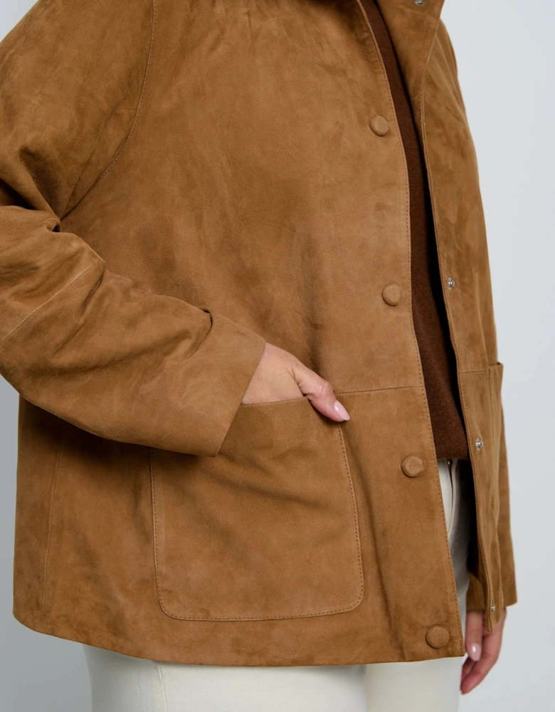 Tan Suede Button Through Jacket