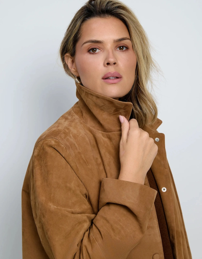 Tan Suede Button Through Jacket