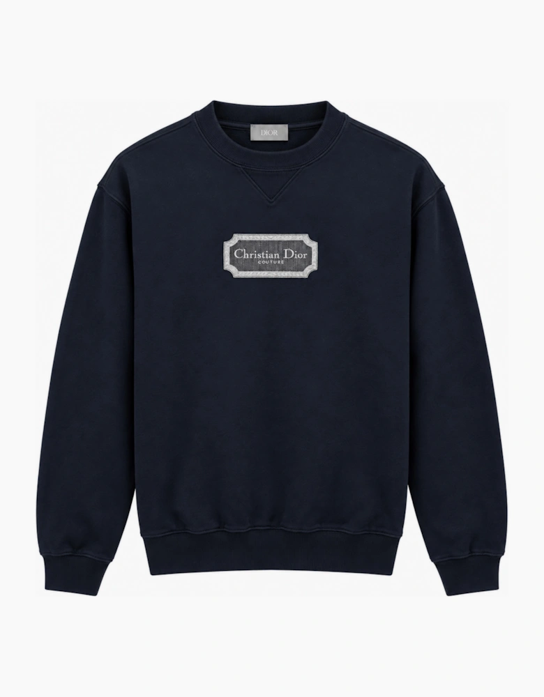 DIOR EMBROIDERED COUTURE PLAQUE SWEATSHIRT NAVY