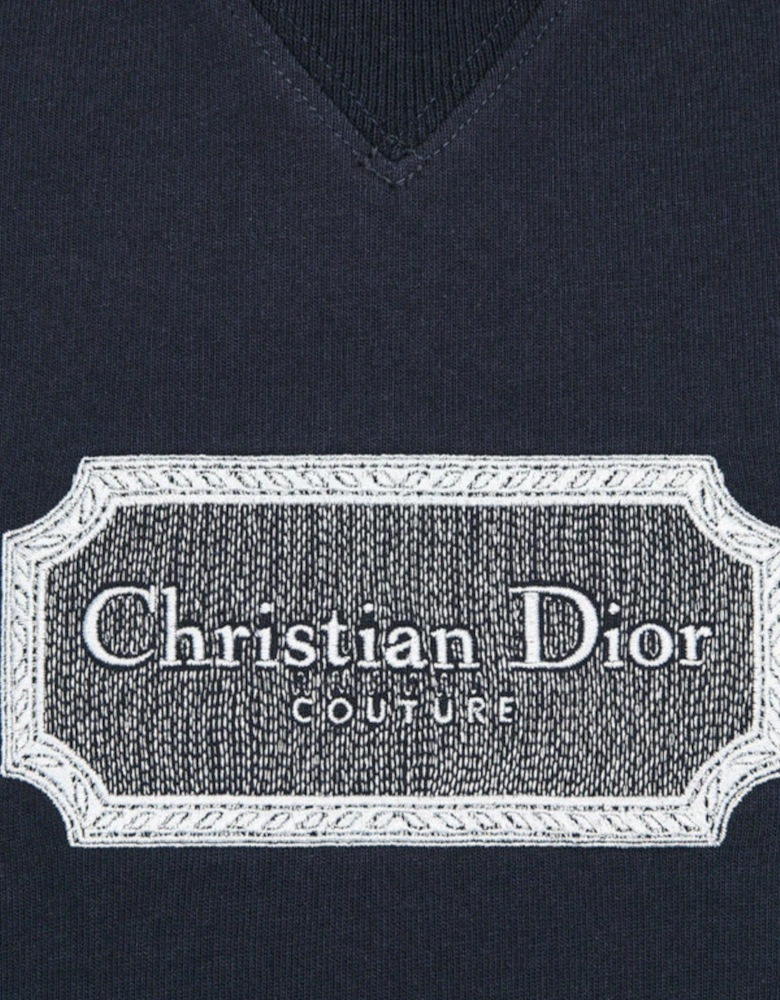 DIOR EMBROIDERED COUTURE PLAQUE SWEATSHIRT NAVY