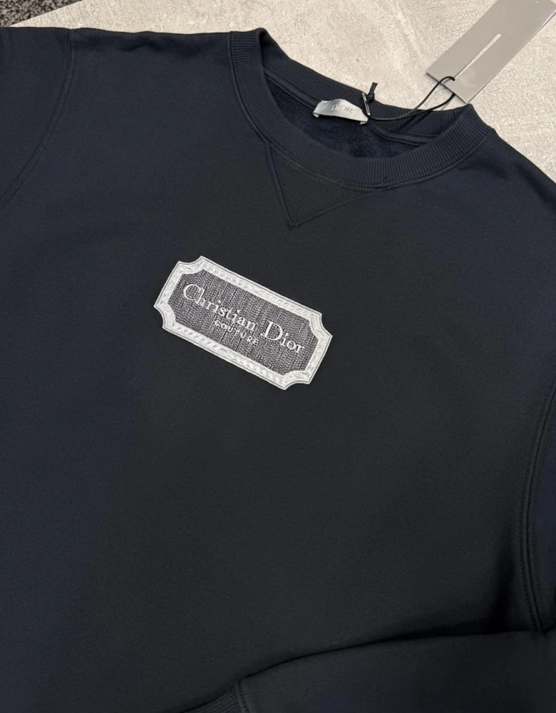 DIOR EMBROIDERED COUTURE PLAQUE SWEATSHIRT NAVY