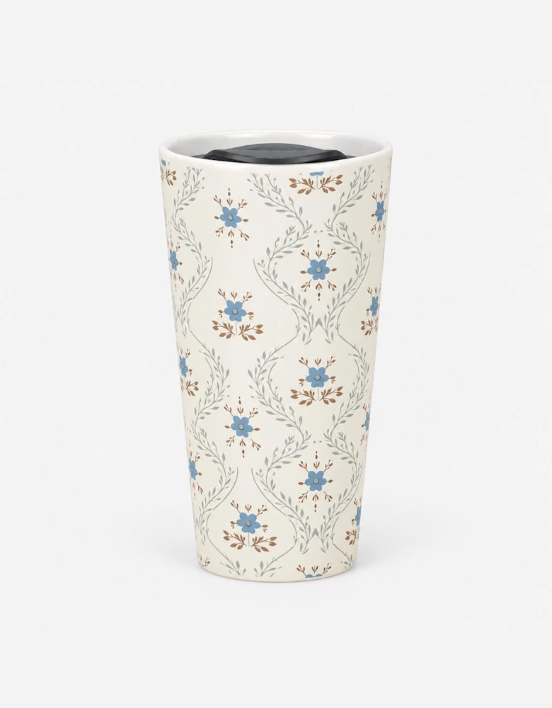 Totes Toasties CERAMIC TRAVEL MUG & EARMUFF SET Womens Earmuffs Blue Floral / Cream