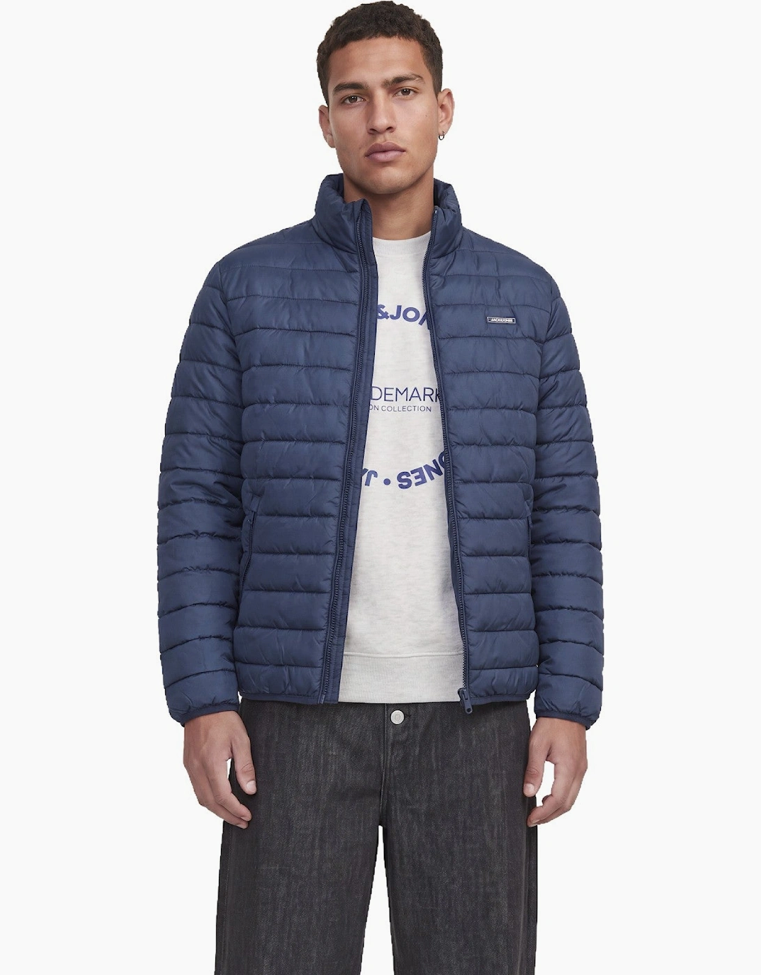 Men's Jack & Jones Mens Elvis Light Puffer Padded Jacket - Navy - Size: 38/Regular