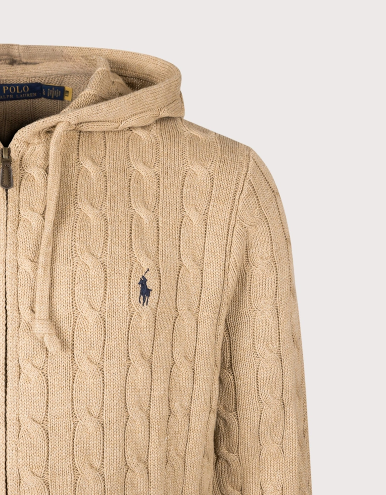 Regular Fit Zip Through Cable Knit