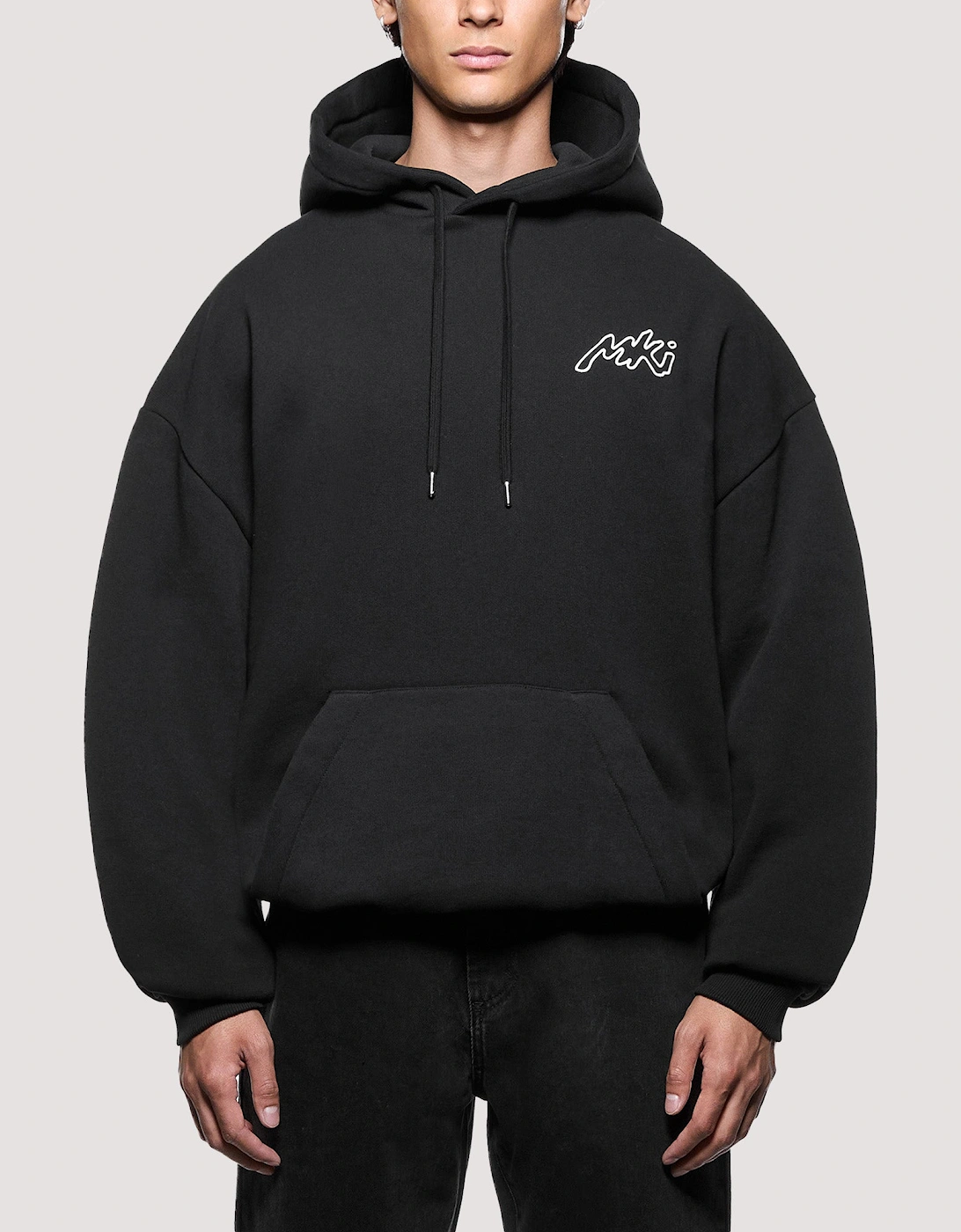 Oversized Box Fit Ink Line Hoodie