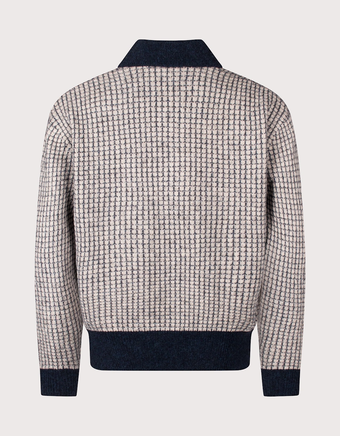 Relaxed Fit Drôle Patch Waffle Knit Cardigan