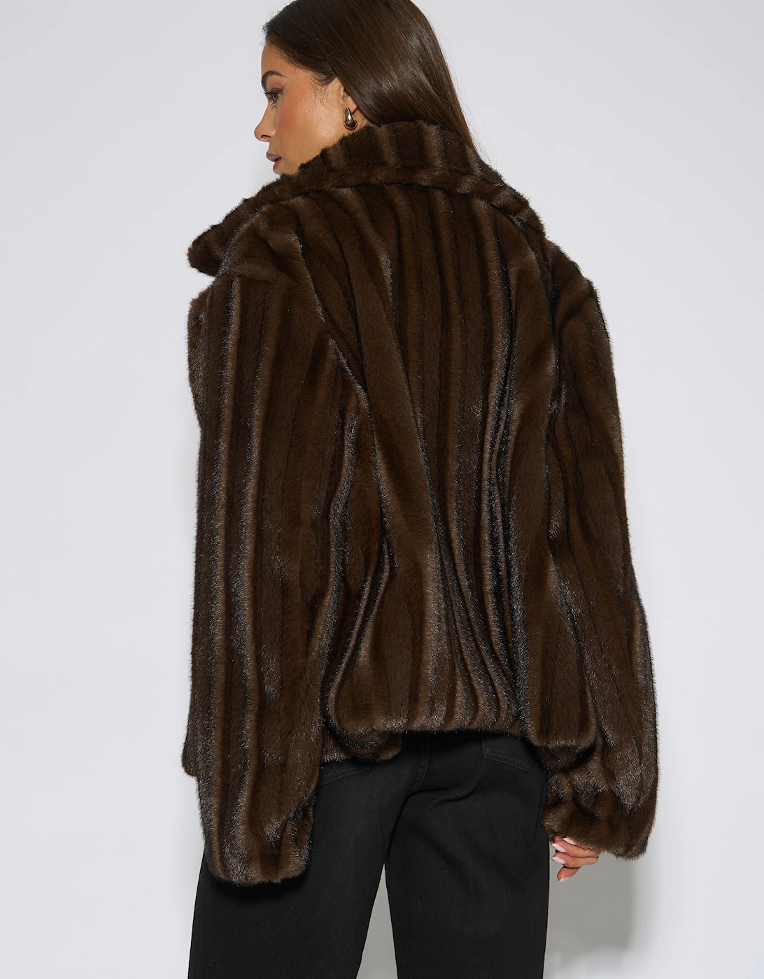 Brown Two Tone Faux Fur Jacket