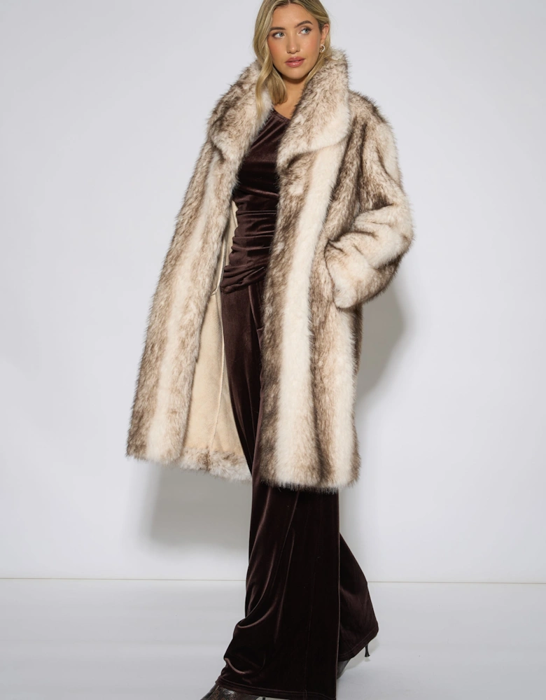 Multi Ombre Faux Fur Longline Coat