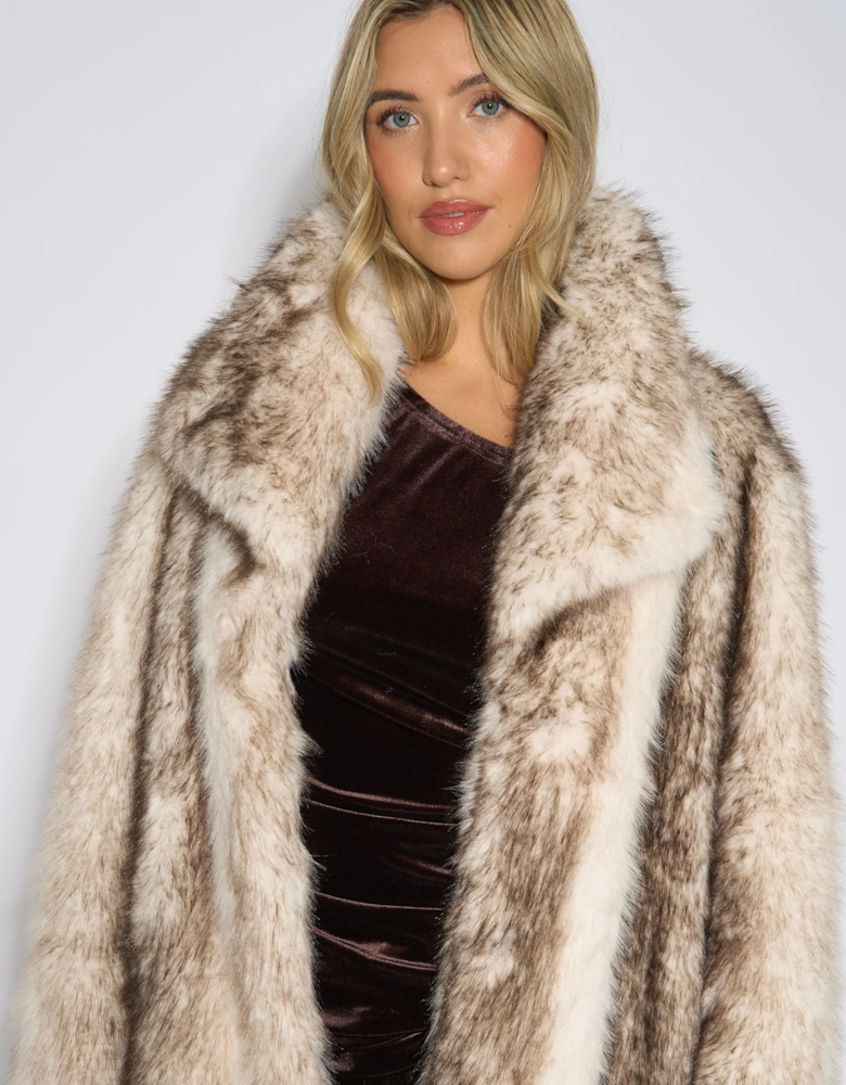 Multi Ombre Faux Fur Longline Coat