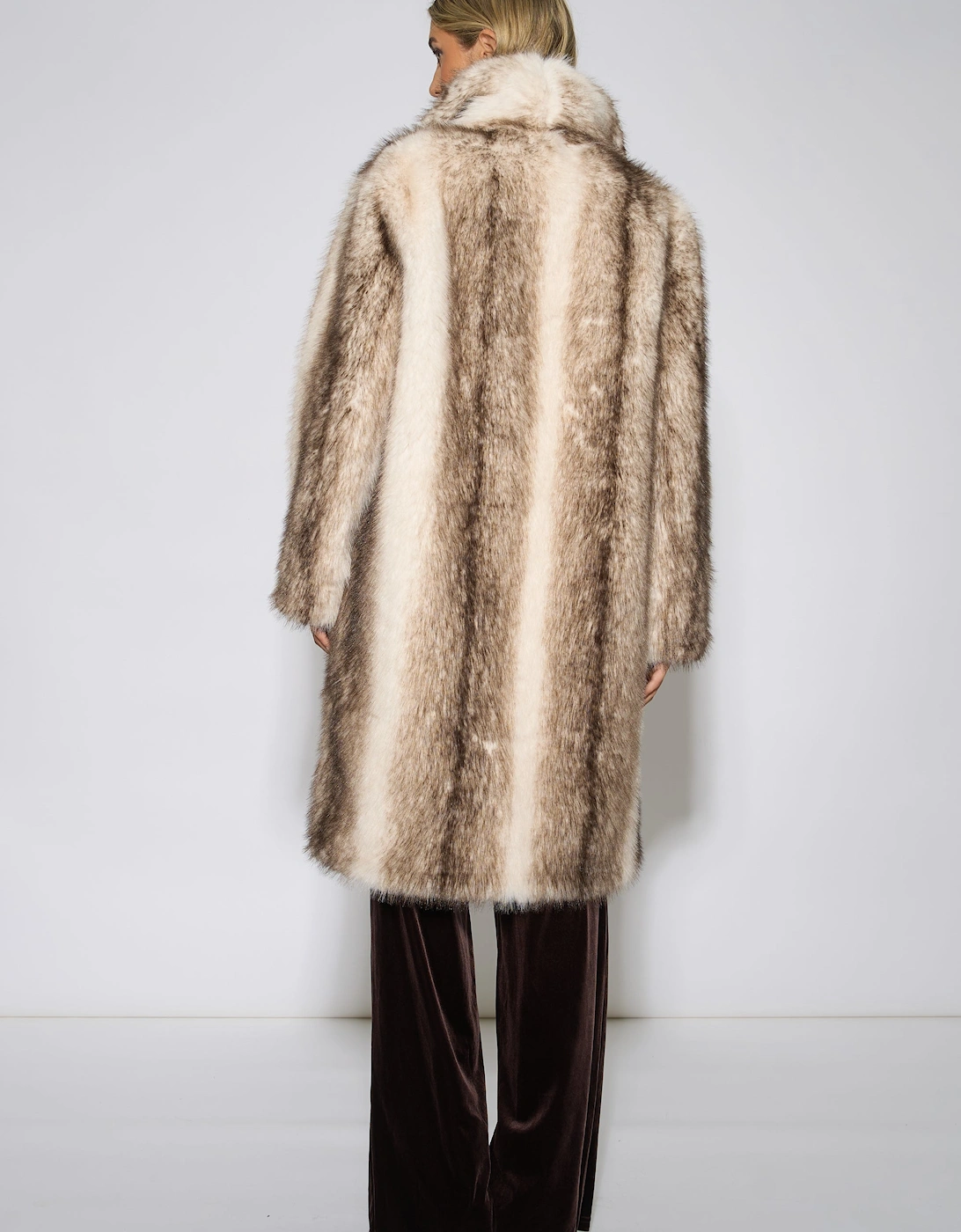Multi Ombre Faux Fur Longline Coat