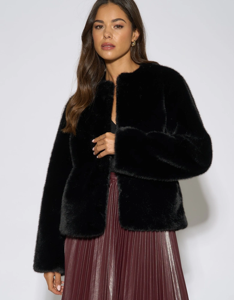Black Short Faux Fur Jacket